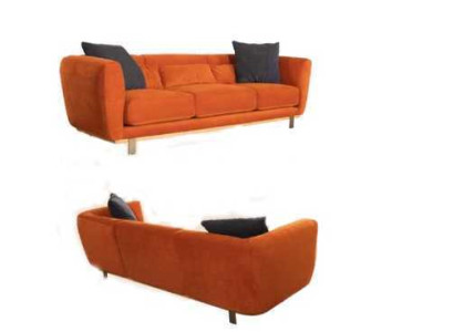 Orange four-seater designer living room sofa luxury seating furniture wooden frame